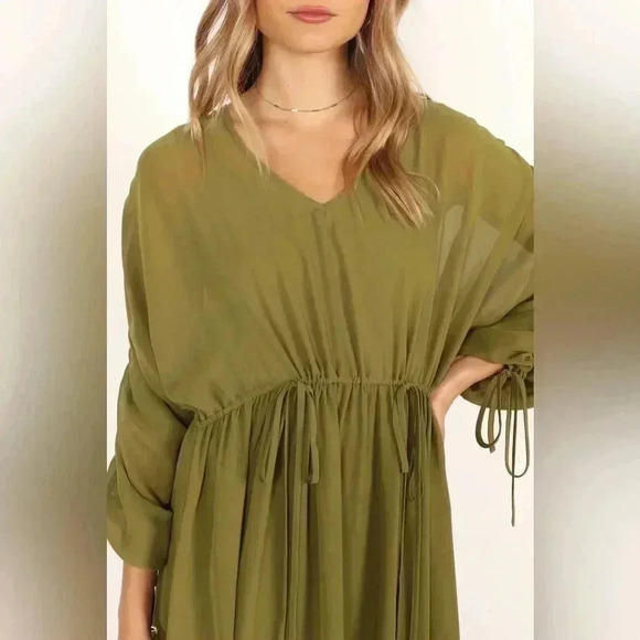 NWT PETAL & PUP GREEN SHEER MAXI DRESS XS - Picture 3 of 4